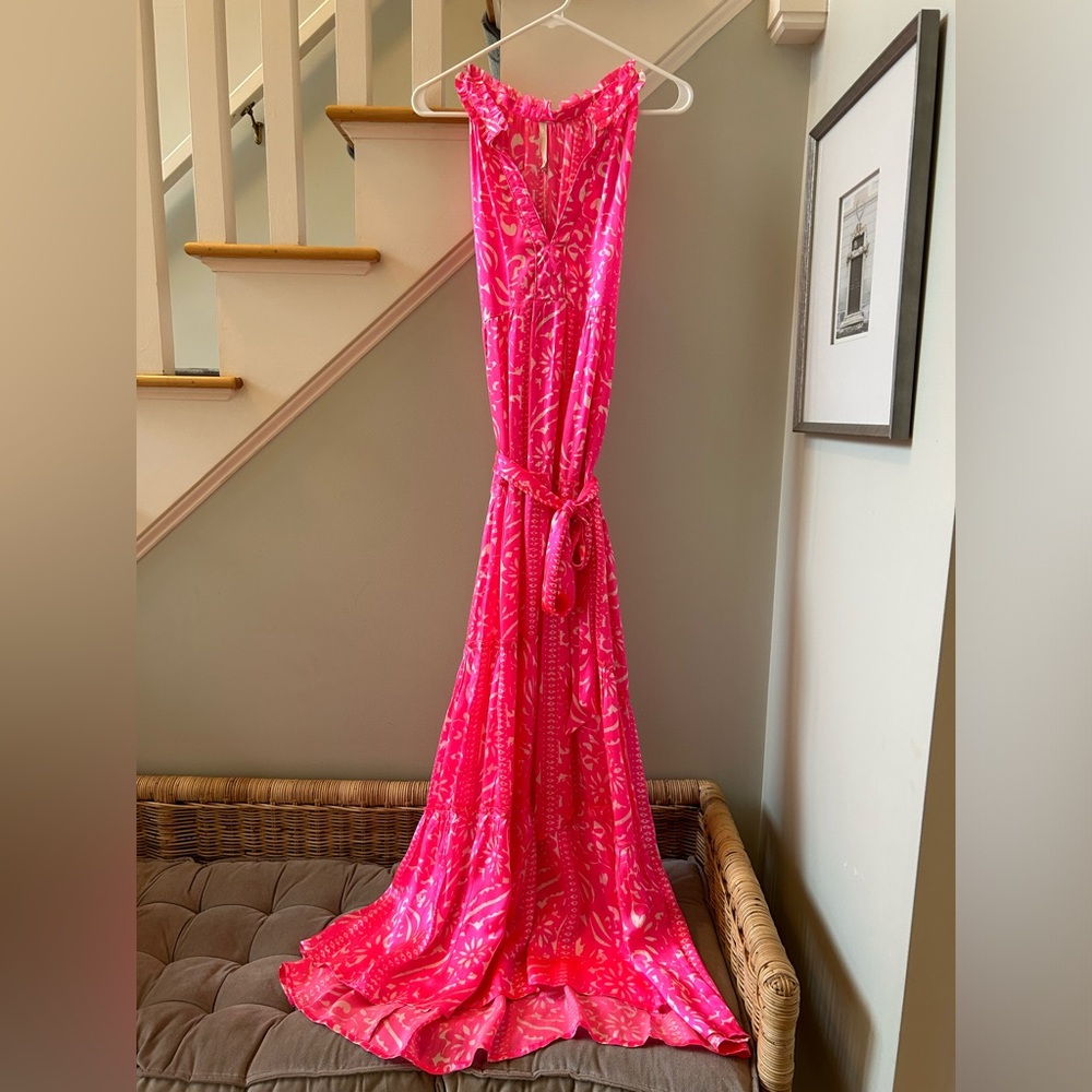 NWT - Lola Australia 100% Silk Hot Pink Maxi Dress. Fits like a XS/S